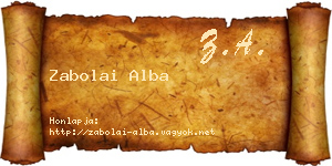 Zabolai Alba névjegykártya